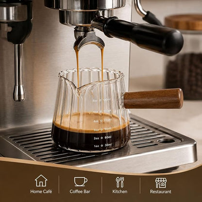 2 Pack Espresso Measuring Cup 6oz, Febwind Ribbed Borosilicate Glass Espresso - Image 6