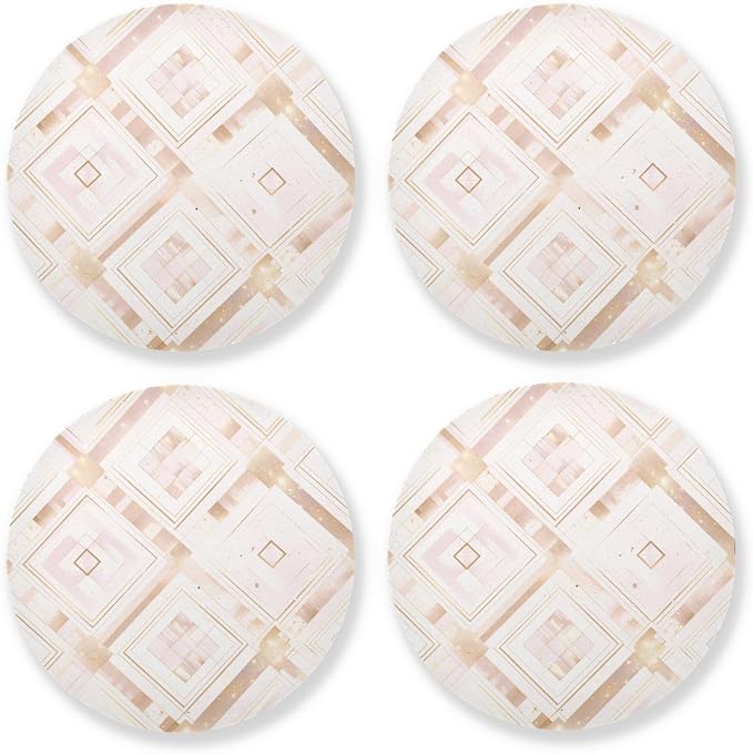 Rose Gold Pink Glitter Absorbent Coasters 4 Pcs Cork Board Craft Tea Insulation by KLL