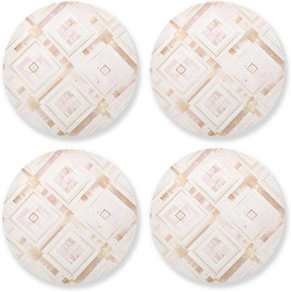 Rose Gold Pink Glitter Absorbent Coasters 4 Pcs Cork Board Craft Tea Insulation by KLL