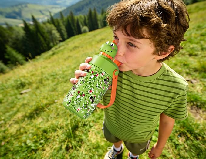 POWCAN Kids Water Bottle for School: 2-in-1 Straw Spout Lid - Image 7
