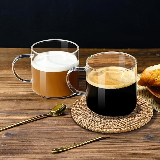 PARACITY Glass Mug Set of 2, 14.2 fl oz Clear Coffee Cups - Image 6
