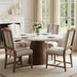 CIMOTA Mid Century Modern Dining Chairs Set of 4, Farmhouse Upholstered Dining Room Chairs Comfortable Kitchen Side Chairs with High Back/Natural Solid Wood Frame, Linen Brown/Beige Stripe