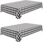 misaya 2 Pack Waterproof Vinyl Table Cloth, Buffalo Flannel Backed Tablecloth, Wipeable Plastic Table Cover for Dinner, Kitchen, Outdoor (60" x 84", Black and White)