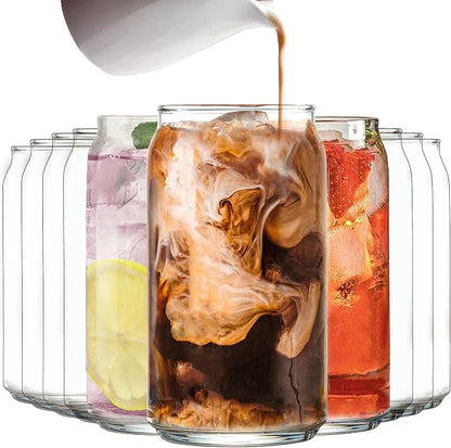 Le'raze Set of 10 Patented Can Shaped® Drinking Glasses - 16oz Clear Irish by LERAZE