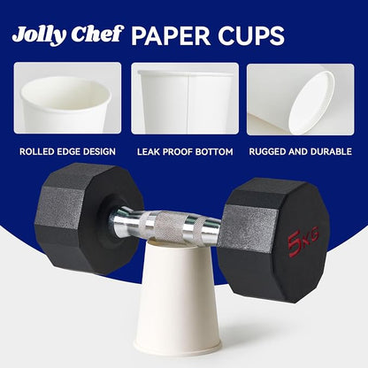 JOLLY CHEF 400 Pack 8 oz Paper Coffee Cups, Water Juice or Tea, Suitable - Image 3