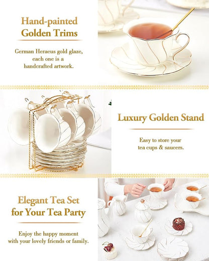 DUJUST 22 pcs White Porcelain Tea Set - Image 5