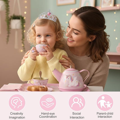 Tea Party Set for Little Girls, Toddler Girl Toys Kids Kitchen Pretend Playset - Image 4