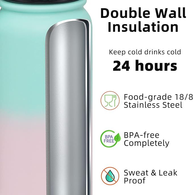 Fanhaw 40 oz Insulated Stainless Steel Water Bottle - Image 2