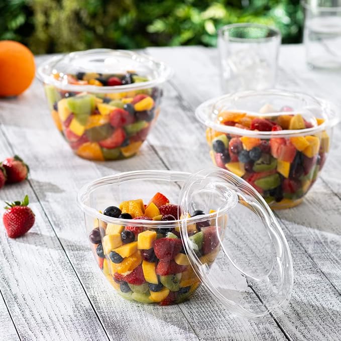 GUSTO [48 oz. - 50 Count Clear Plastic Salad Bowls - Perfect - Image 5