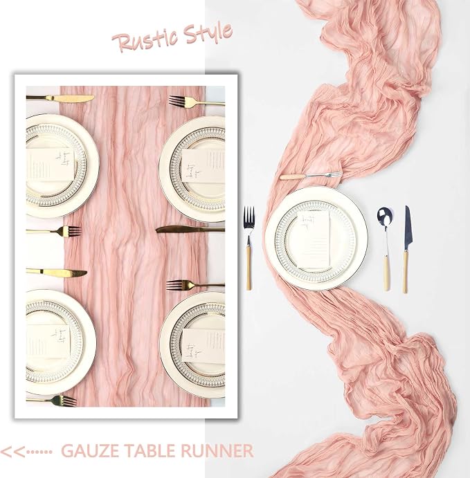 10 Pack 17 x 108 Inch Blush Pink Table Runner Cheesecloth | Gauze Cheese Cloth - Image 6