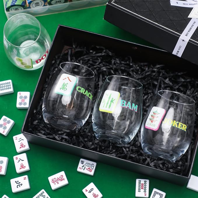 Qinyoung 4 Pcs 15 oz Mahjong Cups Wine Glass Mahjong Accessories and Gifts - Image 7
