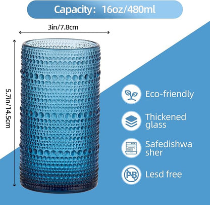 16oz Hobnail Drinking Glasses, juice and bar use - Image 2