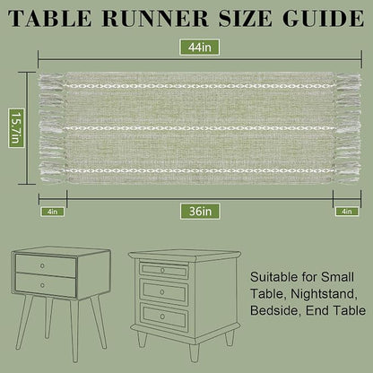 Boho Table Runner Short 15.7 x 36 inch, Spring Sage Green Coffee Table Cover - Image 9