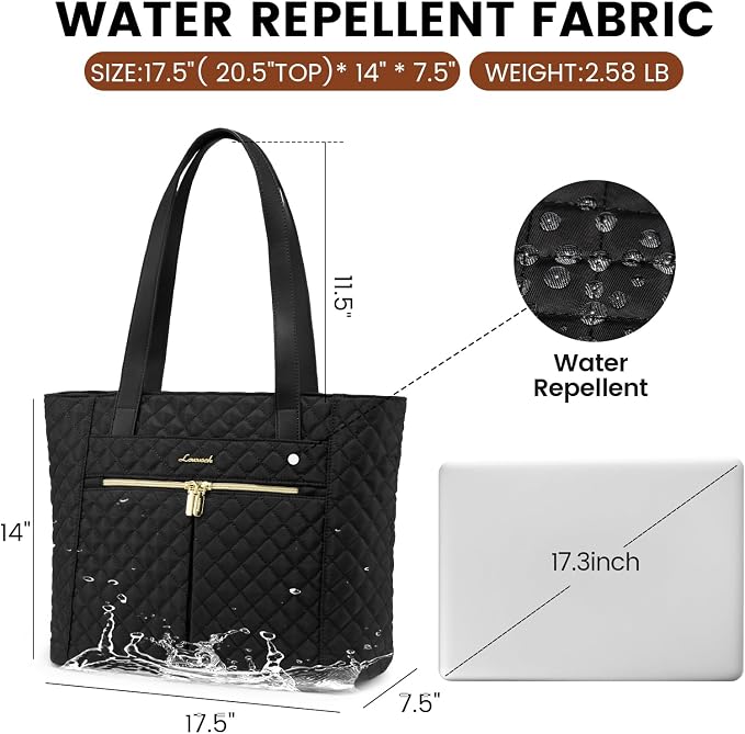 LOVEVOOK Laptop Bag for Women 17 inch, Diamond Quilted Work Tote Bags Womens - Image 5