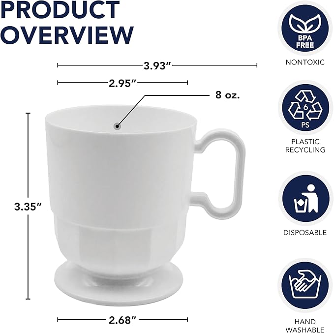 Party Essentials 8-Ounce Hard Plastic Coffee Cup/Tea Mug - Image 2
