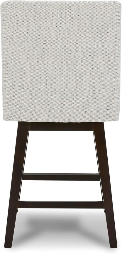 CHITA Counter Height Swivel Bar Stools Set of 4, FSC Certified Upholstered Fabric Barstool Chairs with Back, 26.8" H Seat Height, Fabric in Ivory