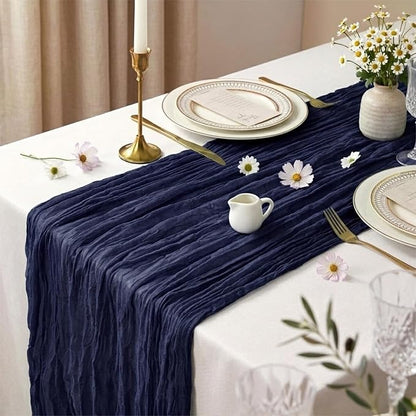 10 Pack Navy Blue Cheesecloth Table Runner 17 x 108 Inch | Boho Gauze Fabric - Image 3