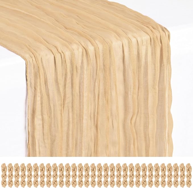 Showgeous 30 Pack Nude Cheesecloth Table Runner, 17 x 108 Inches | Boho by Showgeous