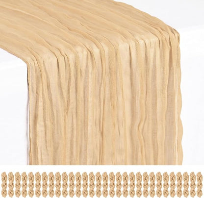 Showgeous 30 Pack Nude Cheesecloth Table Runner, 17 x 108 Inches | Boho by Showgeous