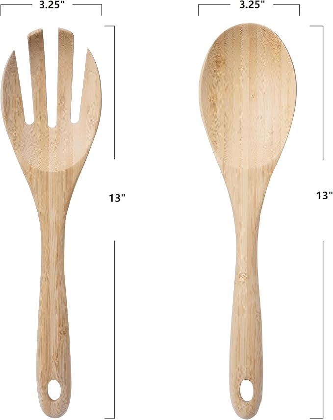13 Inch Large Premium Bamboo Salad Tongs - Image 7