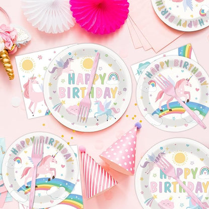 96Pcs Pastel Unicorn Party Supplies Unicorn Paper Plates Napkins Pastel - Image 6