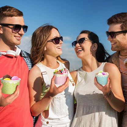 Hallswl 100pcs 9oz Ice Cream Bowls Disposable, Paper Ice Cream Cups, 5 Color - Image 8