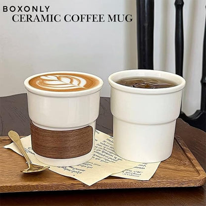Ceramic Coffee Mug, 220ml Minimalist White Latte Cup, Microwave and Dishwasher - Image 3