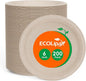 ECOLipak 6 Inch Disposable Compostable Small Paper Plates, 200 Pack Recycled Sugarcane Bagasse Biodegradable Heavy Duty Mini Dinner Appetizer Cake Dessert Plates for Party(Nature)