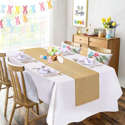 2 Pieces Burlap Table Runners 12x84 Inch Rustic Boho Table Runner | Farmhouse - Image 3