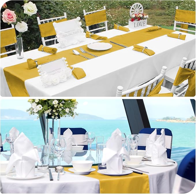 12 Pack Gold Satin Table Runner 12 x 108 Inch Long Premium Table Runners - Image 6
