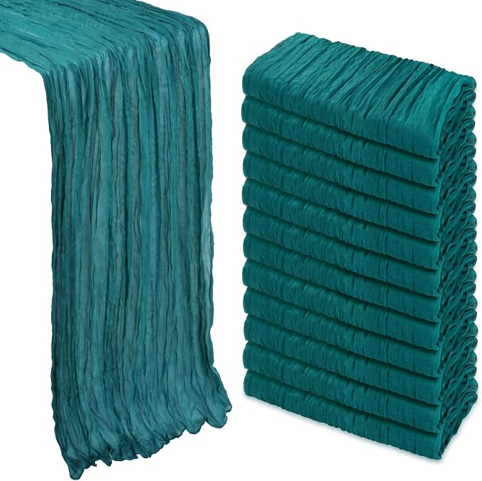 12 Pack Teal Cheesecloth Table Runner 10Ft Gauze Cheese Cloth Table Runner by Heneger