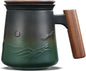 ZENS Tea Infuser Mug with Lid for Loose Tea Steeper, 14.5oz Wooden Handle | by ZENSLIFESTYLE