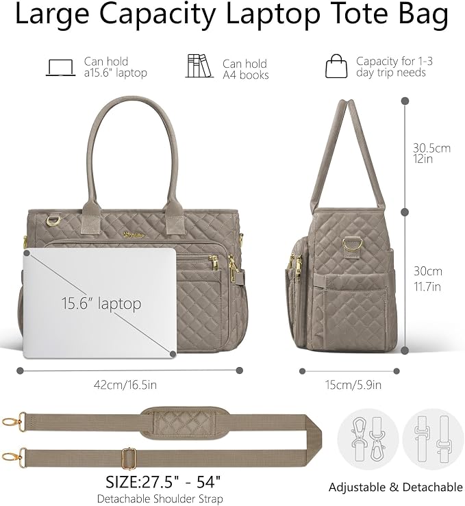 Bagstellar Teacher Tote Bag for Women, 15.6" Laptop Work Tote Computer Bag | - Image 4