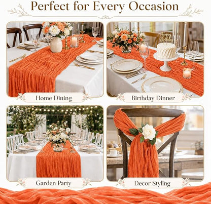 6 Pack Orange Cheesecloth Table Runner 22 x 120 Inch | Gauze Table Runners 10FT - Image 7