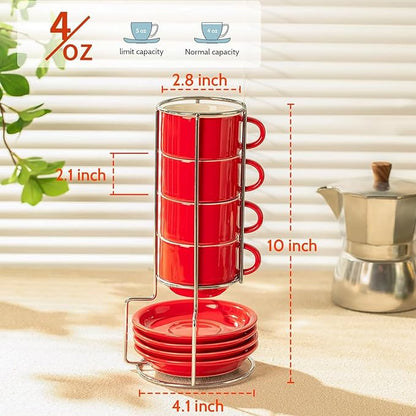 Sweese 4 Ounce Porcelain Stackable Espresso Cups - Image 6