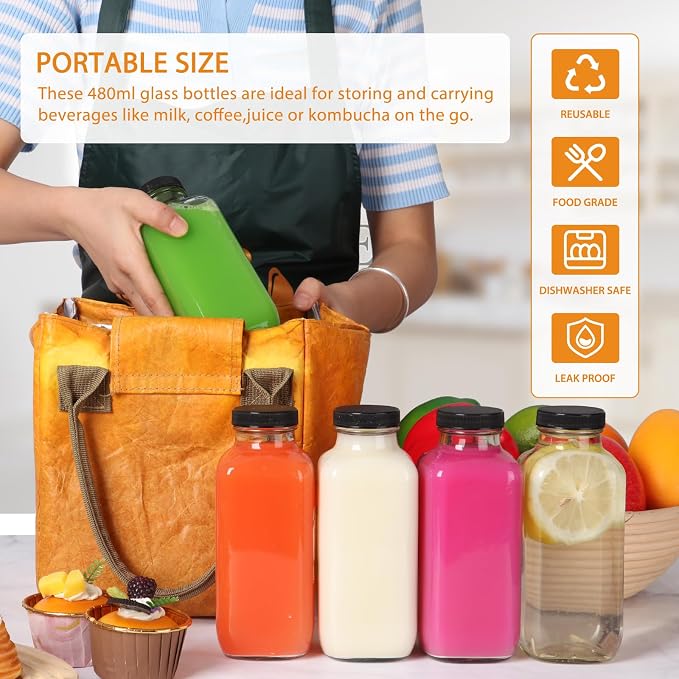 AuroTrends 16 oz Glass Juicing Bottles 12-Pack - Image 7