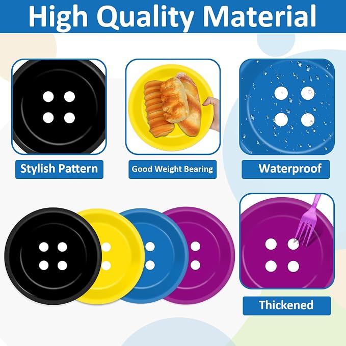 48Pcs Button Party Decorations Supplies Halloween Dinnerware Disposable Dessert - Image 3