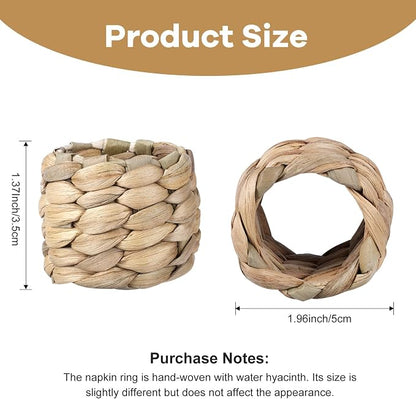 APTWOW Rustic Napkin Rings Set of 12, Hand-Woven Farmhouse Fall Napkin Rings - Image 6