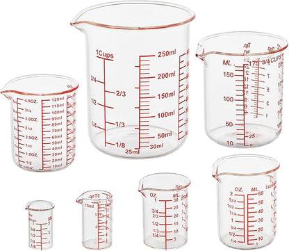 Ackers 7-Piece Glass Measuring Cup Set, Borosilicate Beaker Style Nesting by AckersBORO33