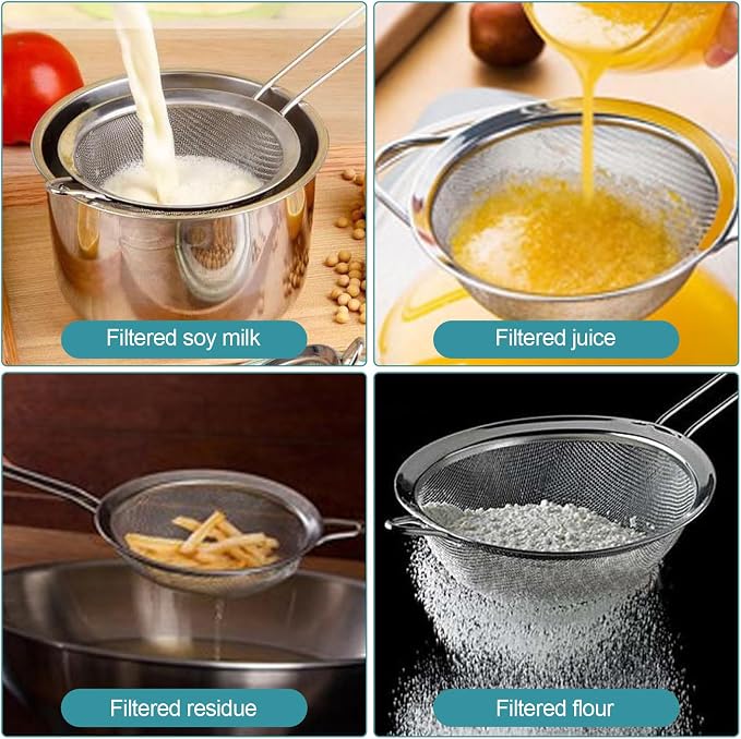 2 Pack Fine Mesh Strainer, Small Stainless Steel Sieves - Image 4