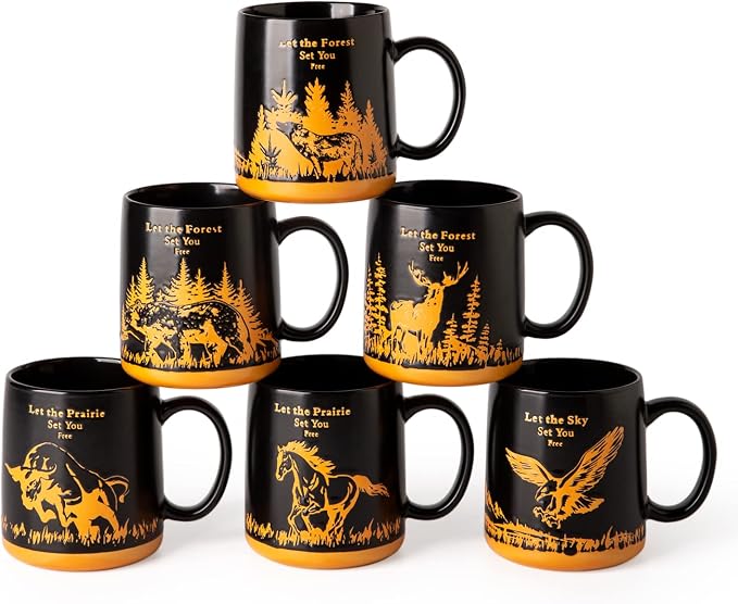 AmorArc 18oz Large Coffee Mugs Set of 6, Ceramic Coffee Mugs by AmorArc