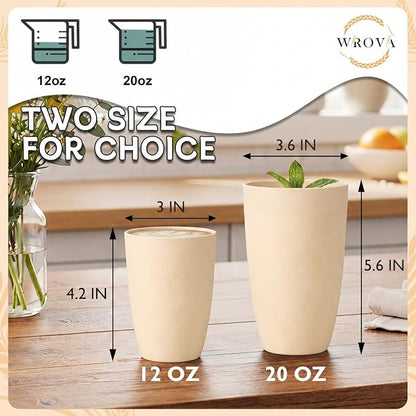 Wrova Wheat Straw Cups 6 PCS Good Alternative to Plastic Reusable Cups 12 oz - Image 3