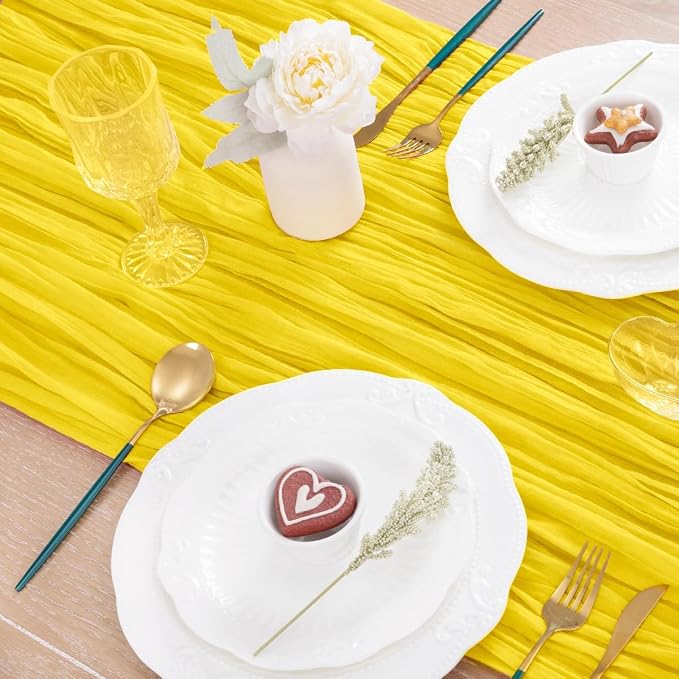 3 Pack Yellow Cheesecloth Table Runner 10ft Rustic Gauze Centerpiece | - Image 6