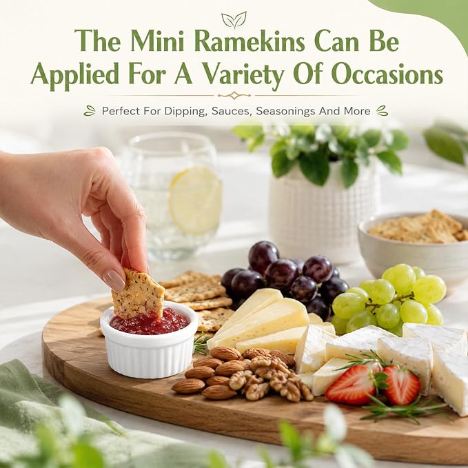 24 Pcs 1 oz Mini Dipping Ramekin Tiny Ramekin Porcelain Souffle Dish | Small - Image 4