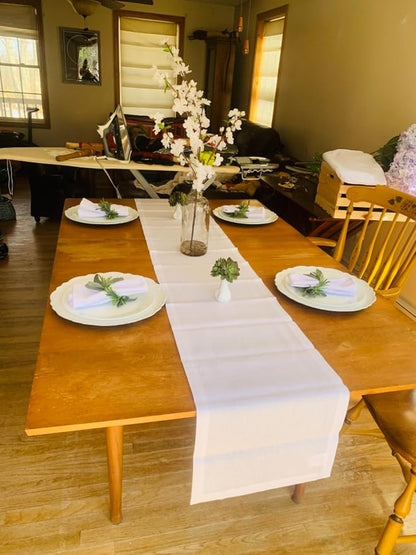 White Table Runners 2 Packs 13x108 Inch Burlap Linen Boho Table Runner | Rustic - Image 7