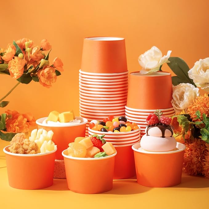 Jingmore Paper Ice Cream Cups 9oz Colored Disposable Dessert Bowls - Image 5
