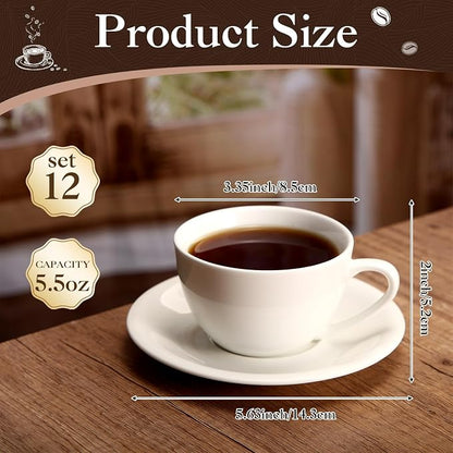 Maxdot 12 Set 5.5 OZ Porcelain Espresso Cups - Image 2