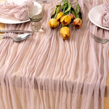 2 Pack Pink Table Runner 10ft Rustic Gauze Cheesecloth Table Decor | - Image 2