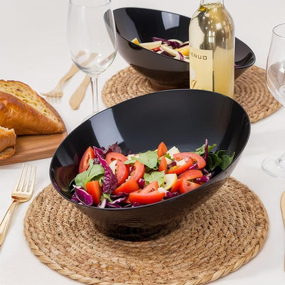 bUCLA 12 Pack Black Plastic Serving Bowls - 54 OZ Angled Bowls Disposable - Image 5