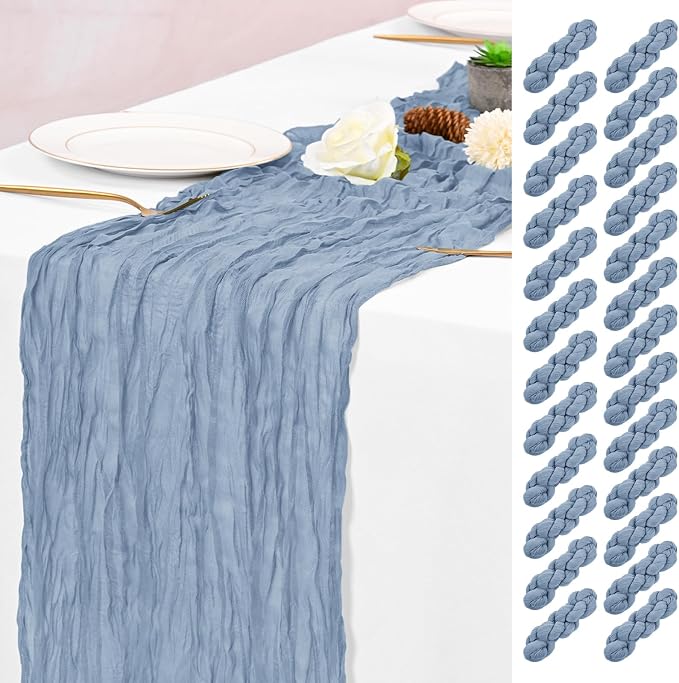 15 Pack Dusty Blue Table Runner 17 x 108inch Cheesecloth Table Runner Boho by Lumaycens
